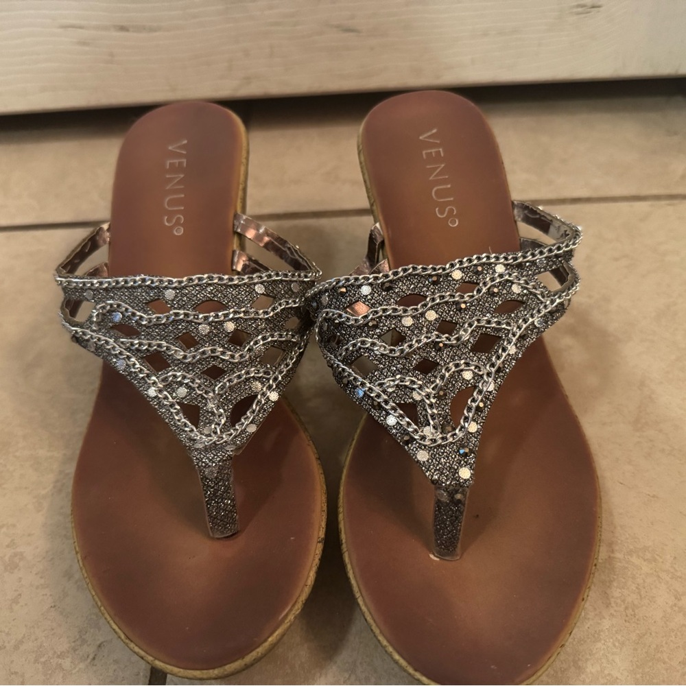 Venus Silver Wedge Sandals for Women